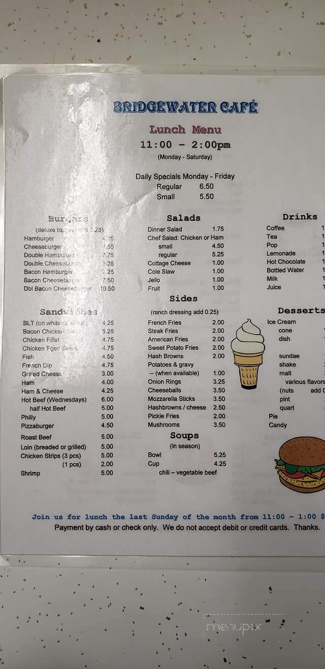 Bridgewater Cafe - Bridgewater, IA menu_pic