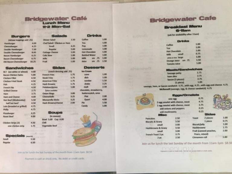 Bridgewater Cafe - Bridgewater, IA menu_pic