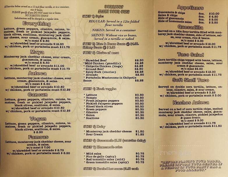 Azteca Taqueria - Great Barrington, MA menu_pic