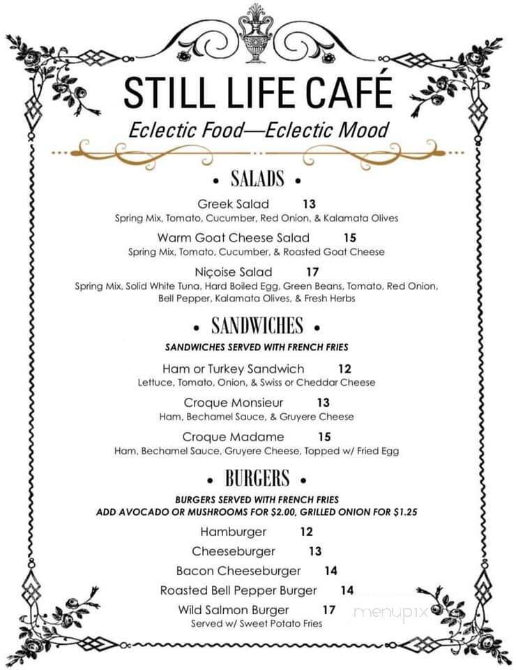 Still Life Cafe - Independence, CA menu_pic