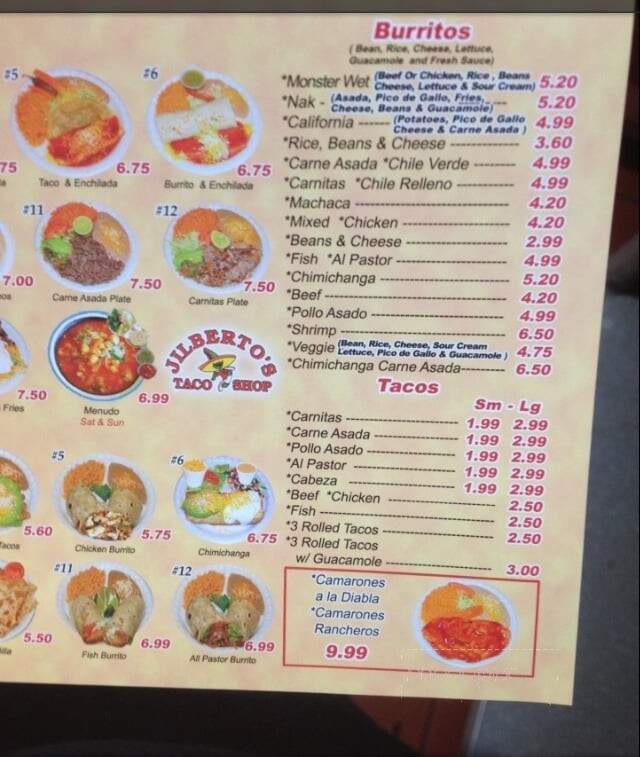 Jilberto's Taco Shop - Pauma Valley, CA menu_pic