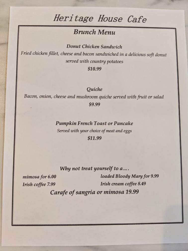 Heritage House Cafe - Vacaville, CA menu_pic