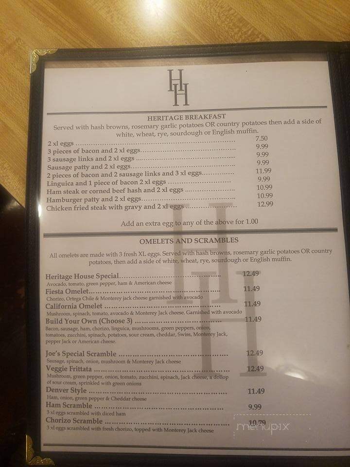 Heritage House Cafe - Vacaville, CA menu_pic