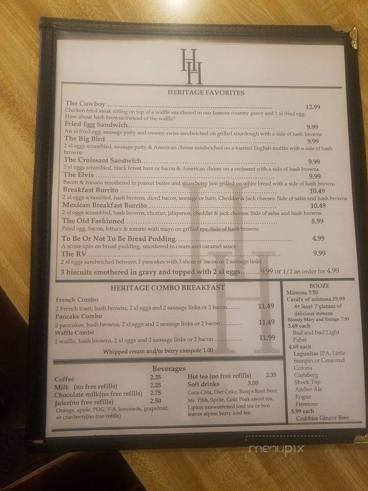 Heritage House Cafe - Vacaville, CA menu_pic