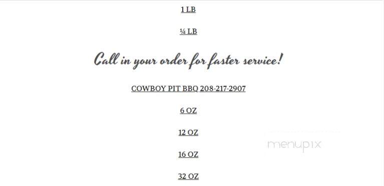 The Cowboy Pit - Oldtown, ID menu_pic