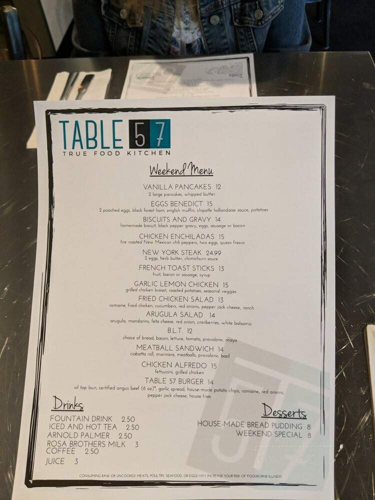 Table 57 - Visalia, CA menu_pic