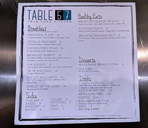 Table 57 - Visalia, CA menu_pic