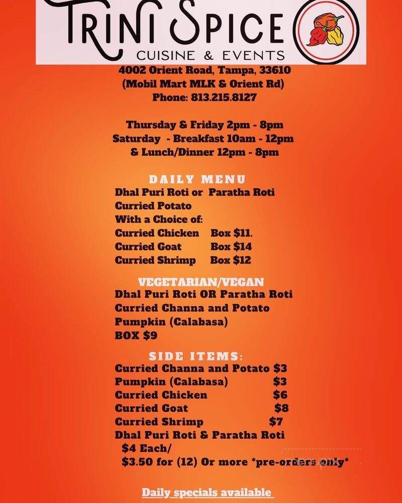Trini Spice - Tampa, FL menu_pic