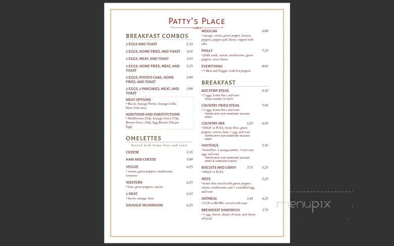 Pattys Place Family Resteraunt - East Canton, OH menu_pic