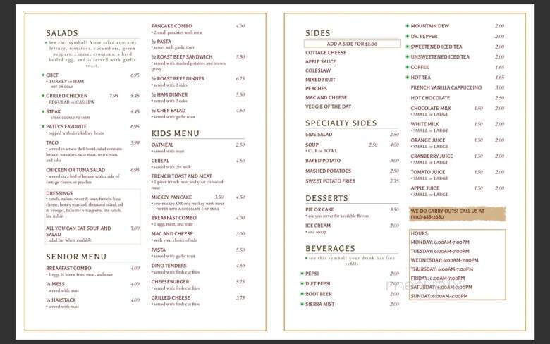 Pattys Place Family Resteraunt - East Canton, OH menu_pic