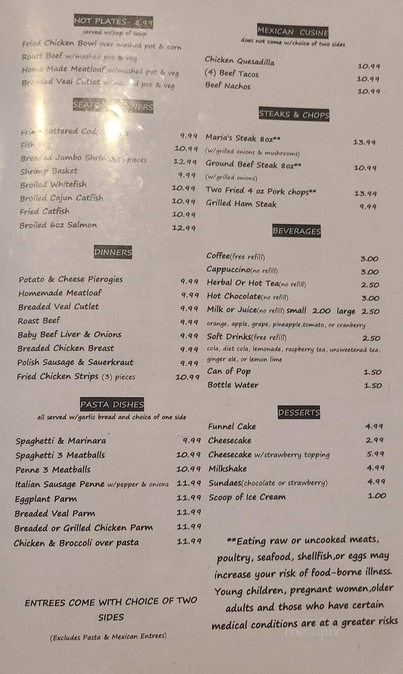 Maria's Family Restaurant - Cleveland, OH menu_pic