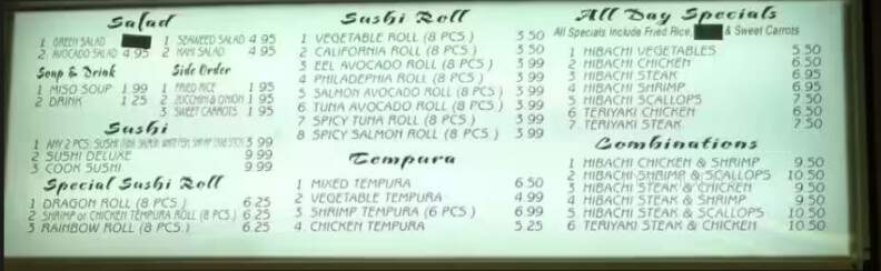 Sakura - Bristol, TN menu_pic