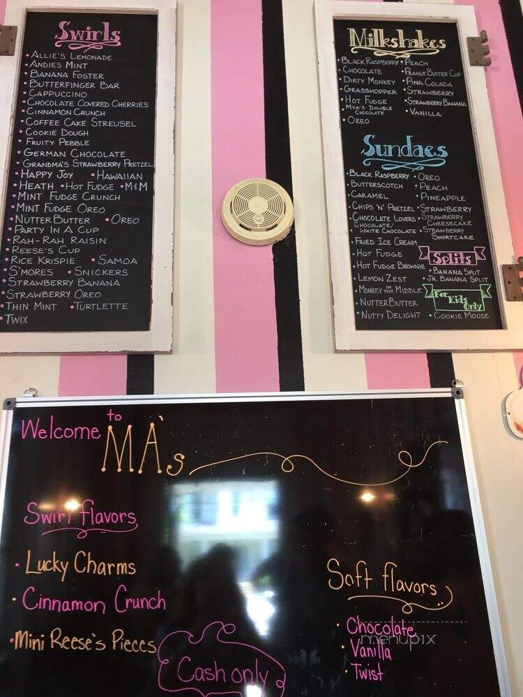 M.A.'s Ice Cream Shop - Mcdonald, PA menu_pic