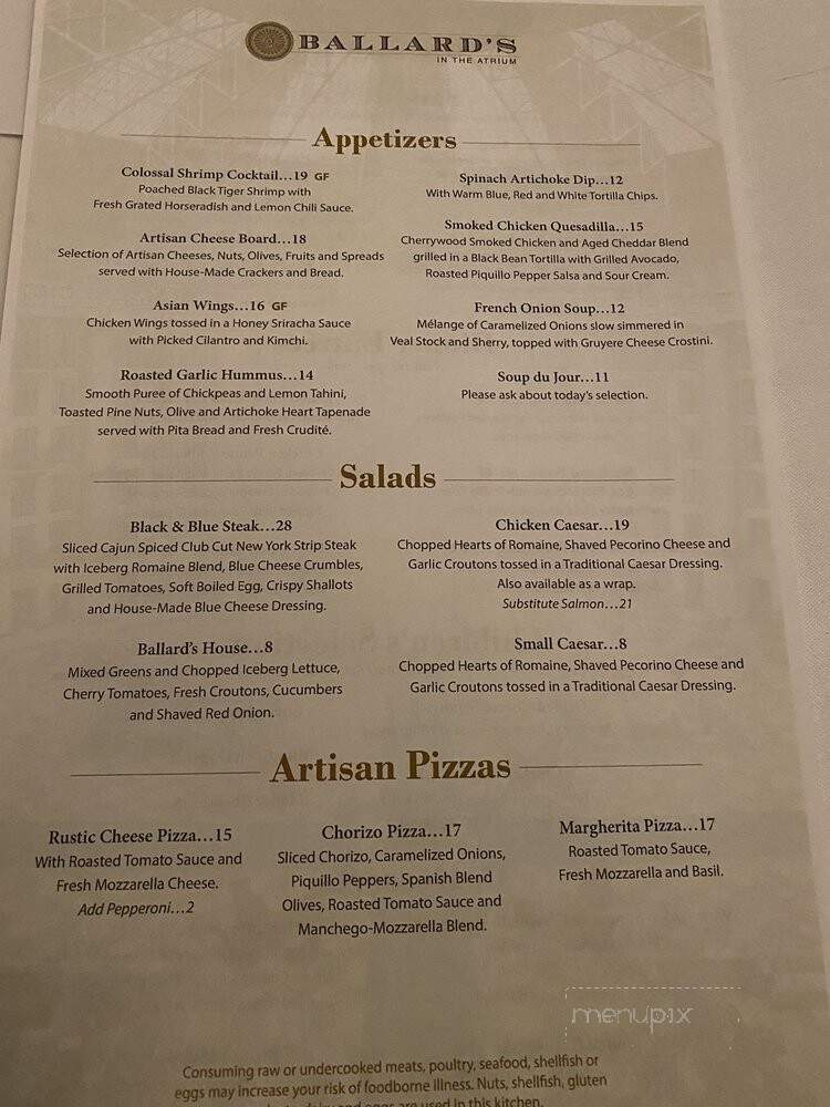Ballard's Bar at West Baden - French Lick, IN menu_pic