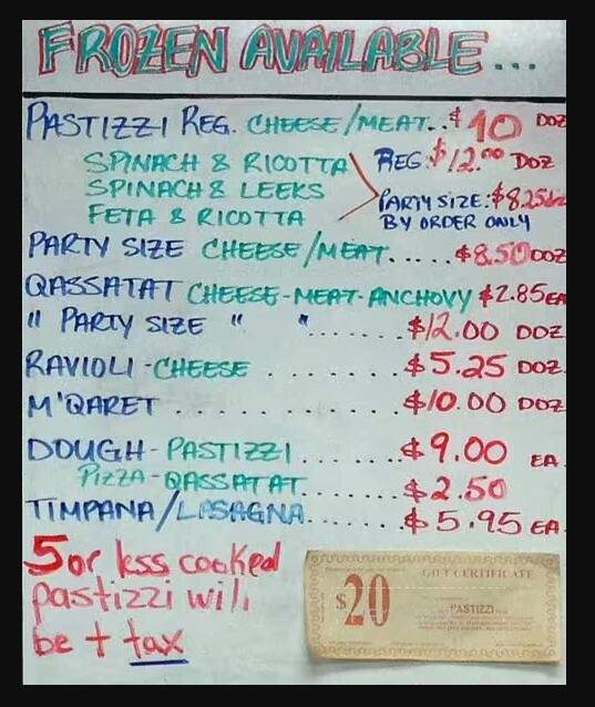 Joe's Pastizzi Plus - Toronto, ON menu_pic