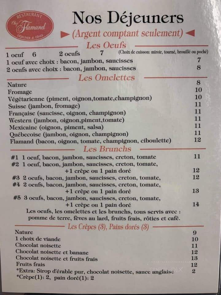 Restaurant Chez Flamand - Saint-Polycarpe, QC menu_pic