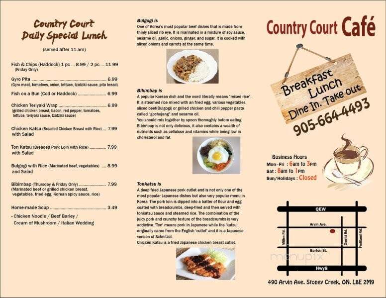 Country Court Cafe and Restaurant - Stoney Creek, ON menu_pic