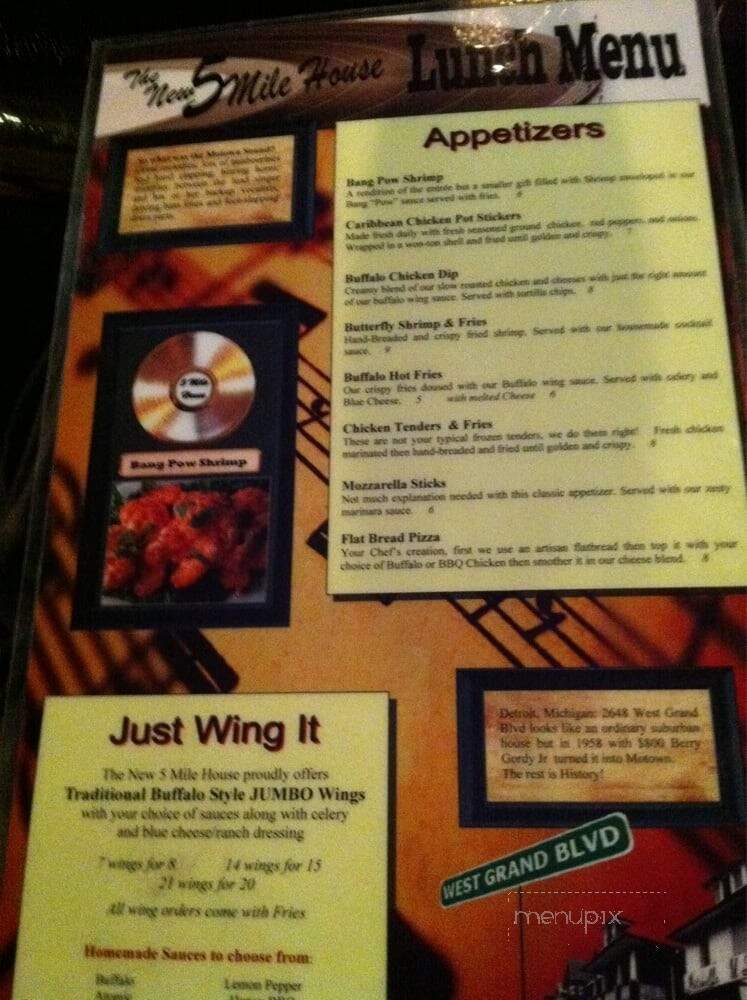 Five Mile House - Baltimore, MD menu_pic