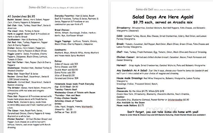 Soma-Dis Deli - Glasgow, MT menu_pic