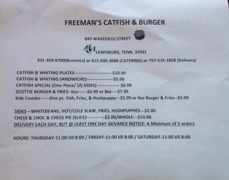 Freeman Fish Burger & BBQ - Lewisburg, TN