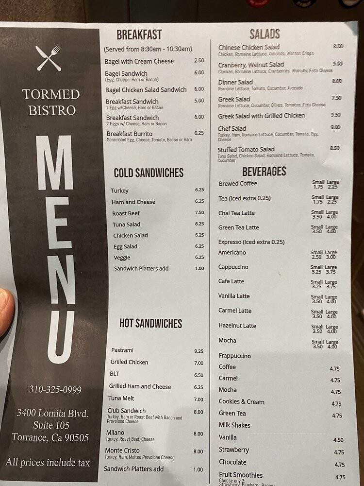 Tormed Bistro - Torrance, CA menu_pic