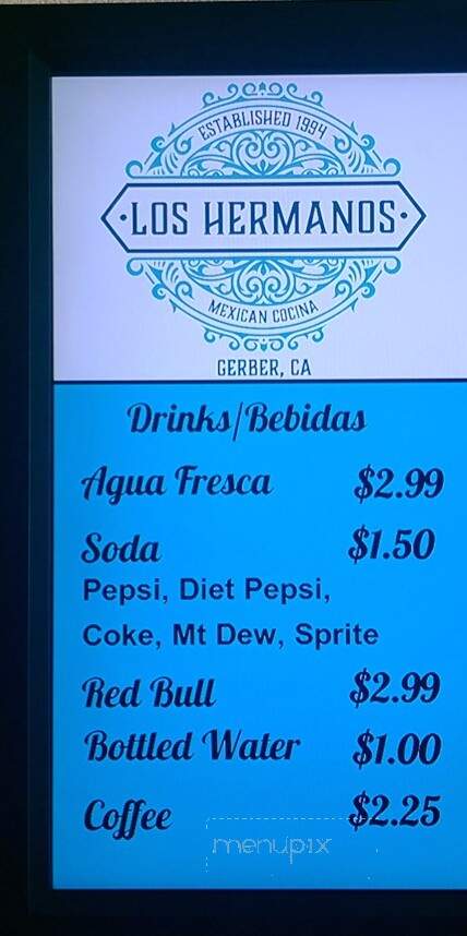 Dos Hermanos - Gerber, CA menu_pic