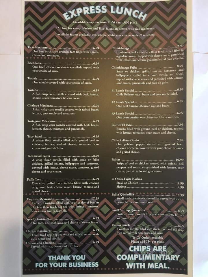 El Patio - Many, LA menu_pic