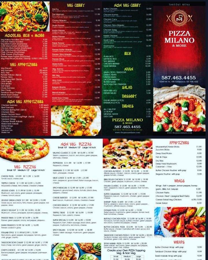 Pizza Milano - Edmonton, AB menu_pic