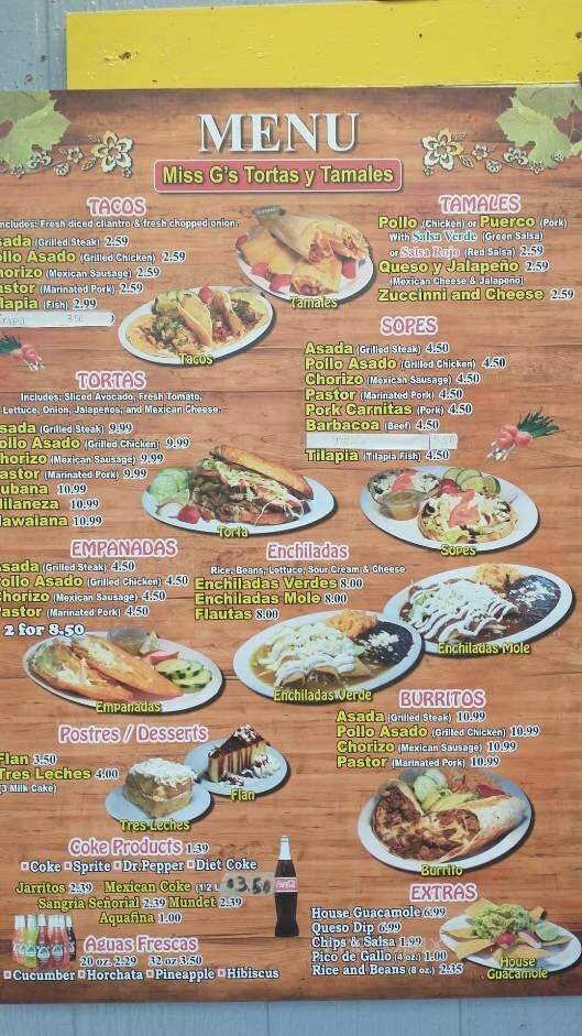 Miss G's Tortas y Tamales - Chattanooga, TN menu_pic