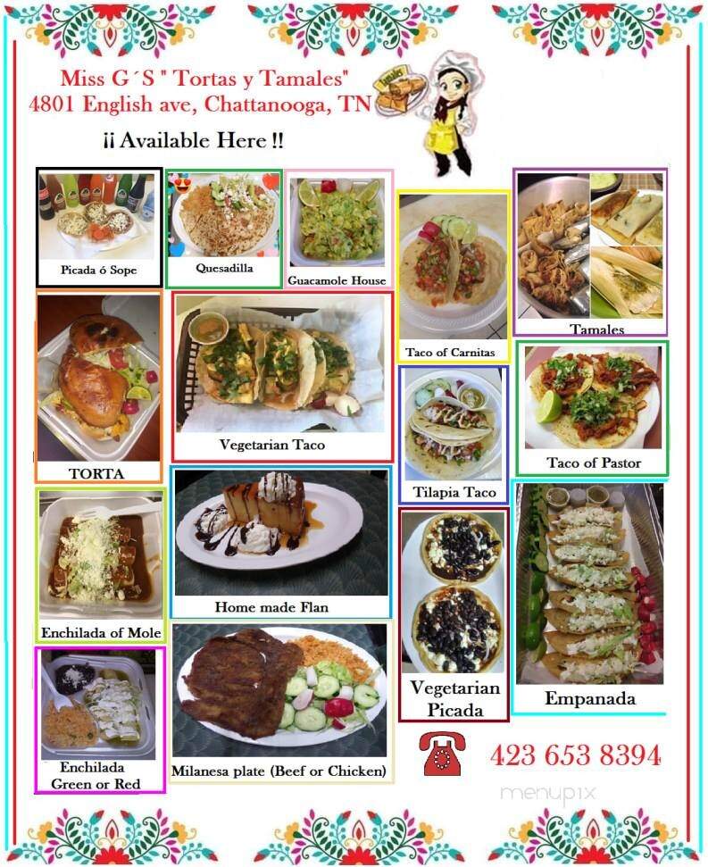 Miss G's Tortas y Tamales - Chattanooga, TN menu_pic