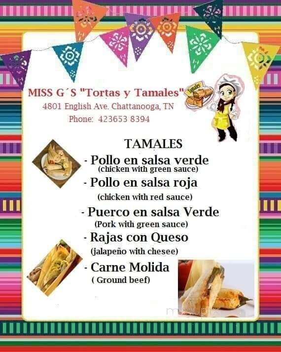 Miss G's Tortas y Tamales - Chattanooga, TN menu_pic