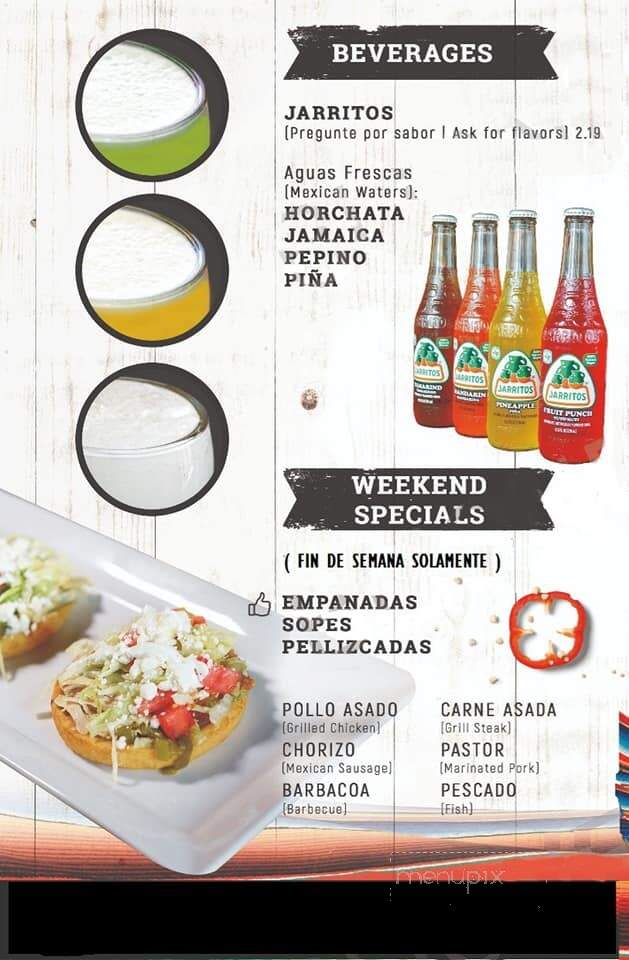 Miss G's Tortas y Tamales - Chattanooga, TN menu_pic