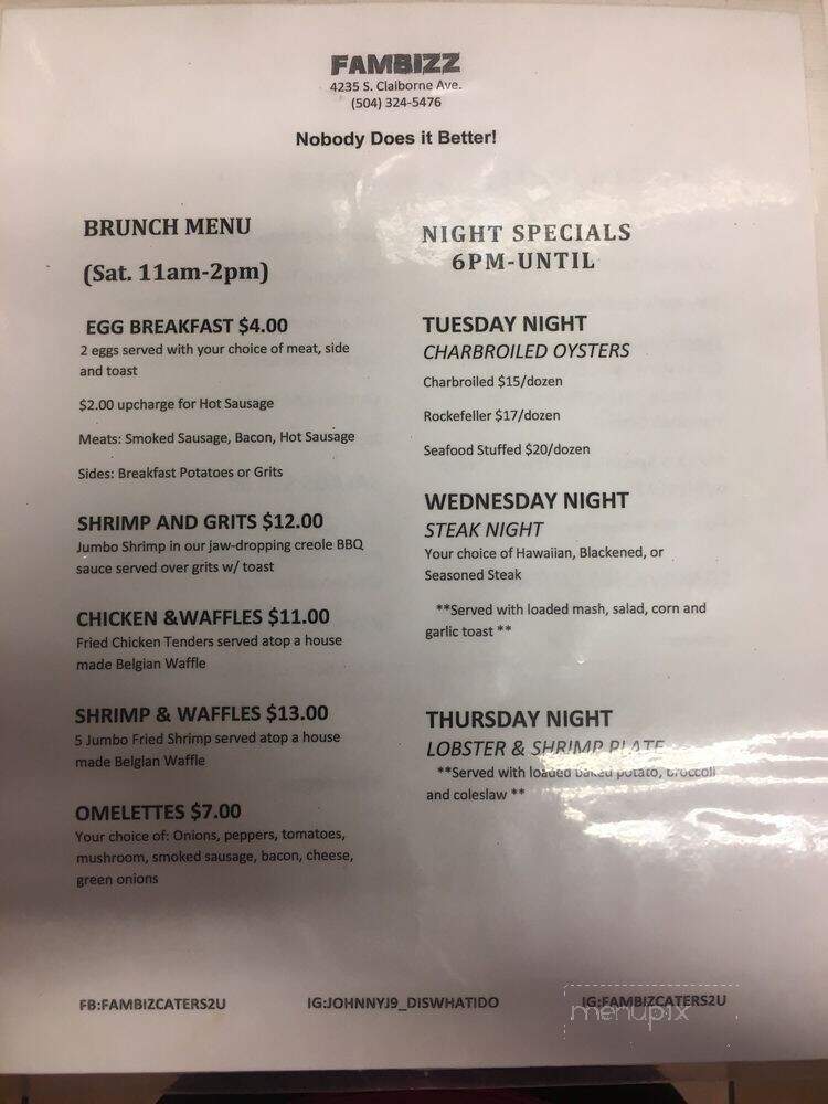 Fam Bizz - New Orleans, LA menu_pic