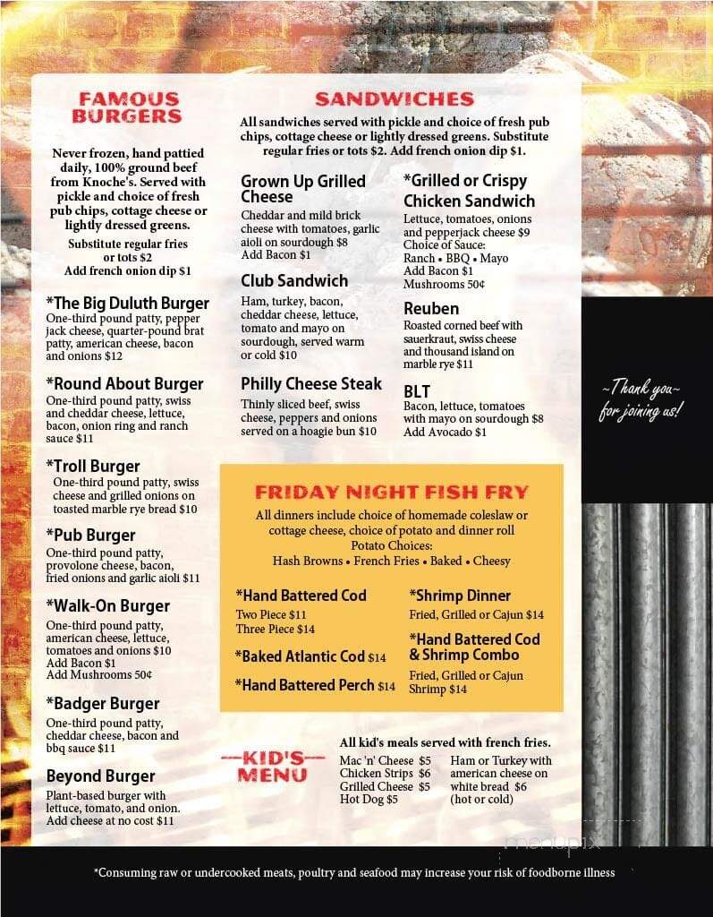 Walk On Bar & Grill - Mount Horeb, WI menu_pic