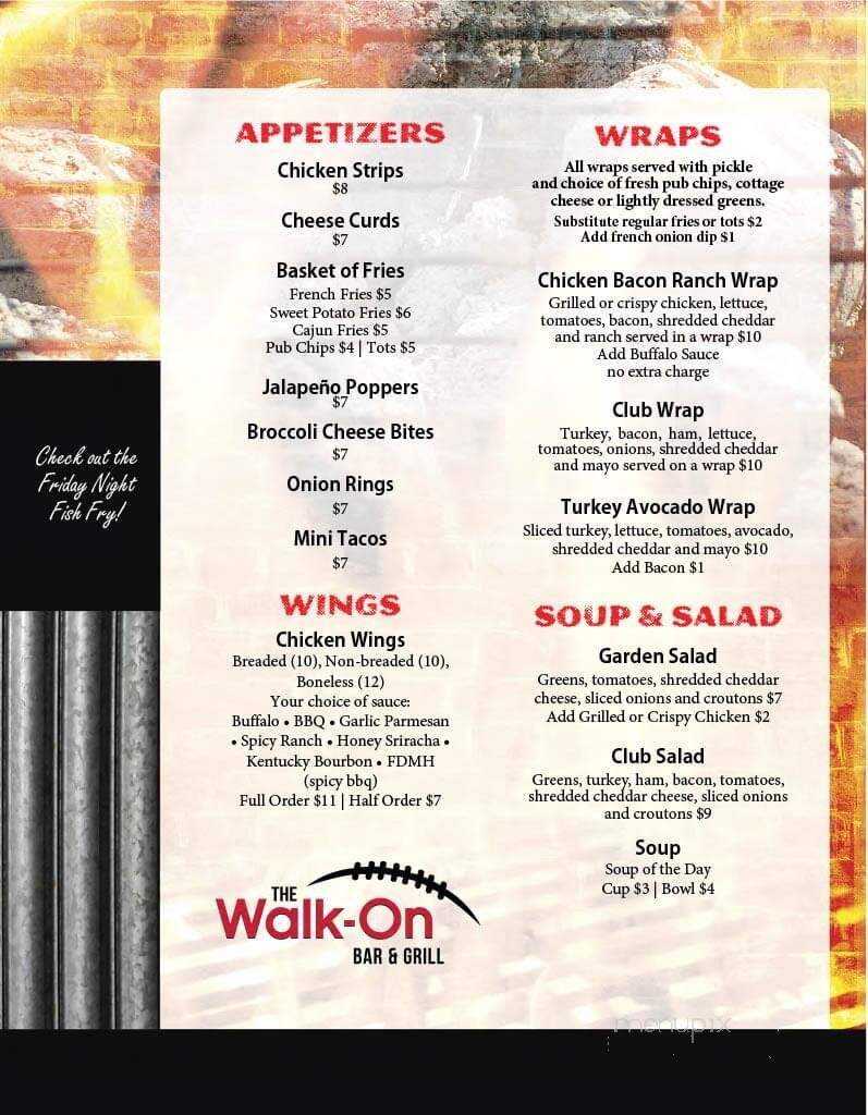 Walk On Bar & Grill - Mount Horeb, WI menu_pic