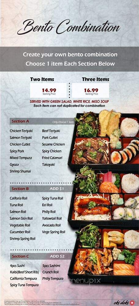 Oki Doki Roll & Sushi - Brea, CA menu_pic