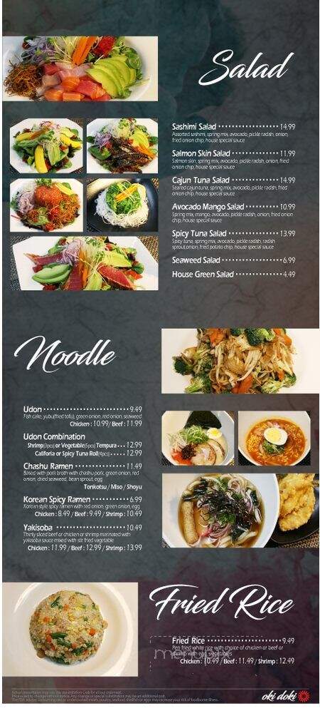 Oki Doki Roll & Sushi - Brea, CA menu_pic