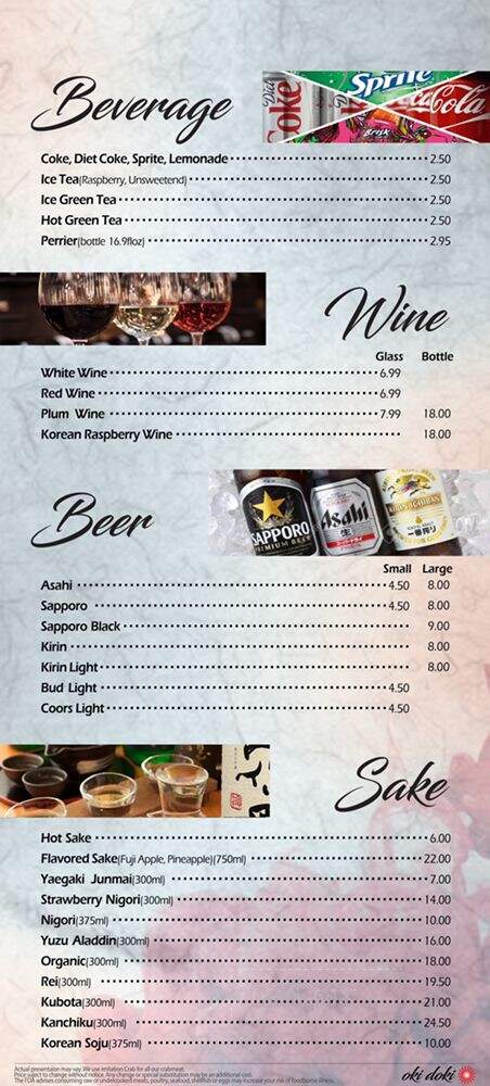 Oki Doki Roll & Sushi - Brea, CA menu_pic