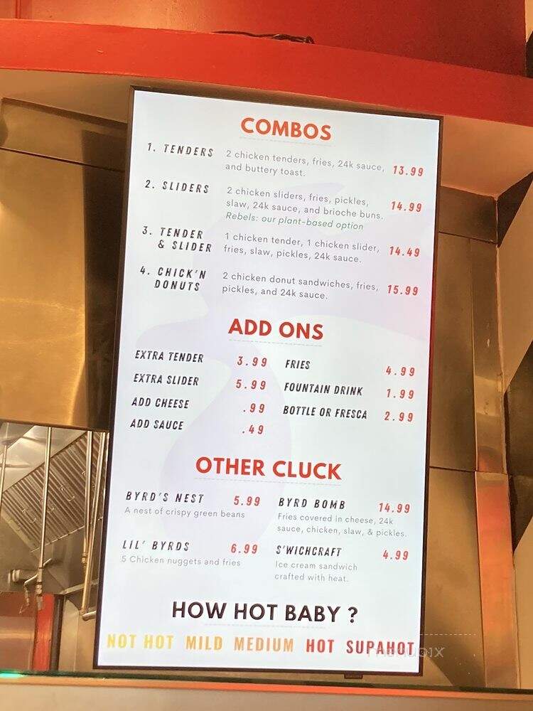 Byrd's Hot Chicken - Anaheim, CA menu_pic