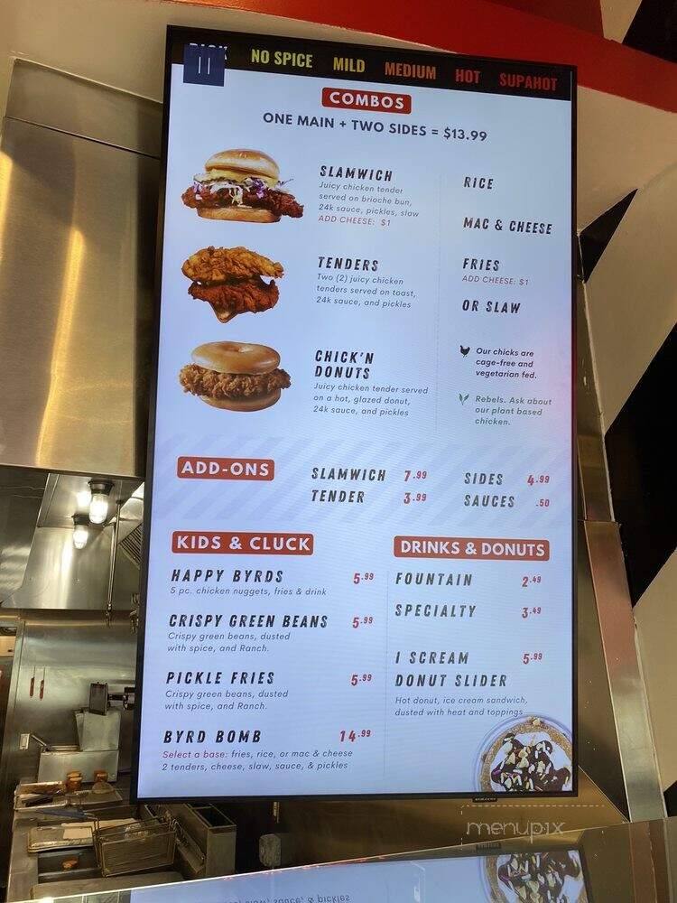 Byrd's Hot Chicken - Anaheim, CA menu_pic