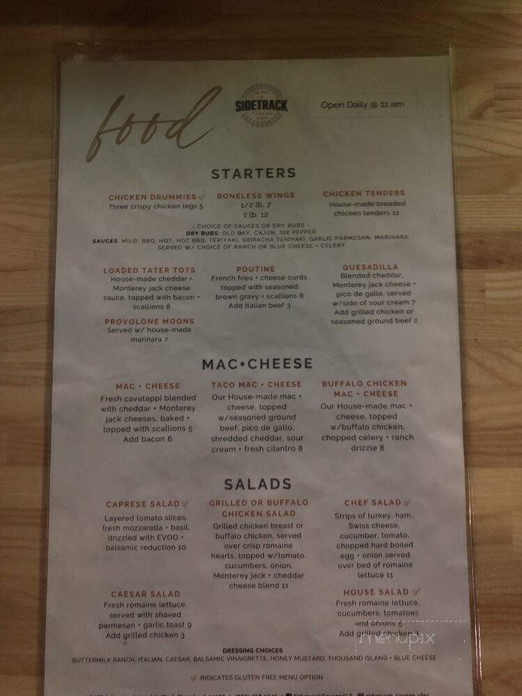 Sidetrack Cafe - Cleveland, OH menu_pic