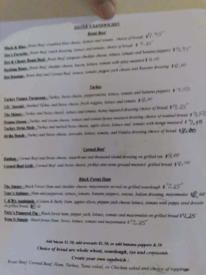 Sister's Coffee House - Princeton, WV menu_pic
