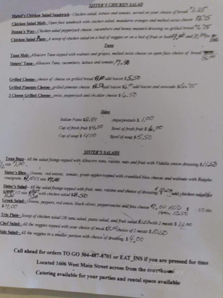 Sister's Coffee House - Princeton, WV menu_pic