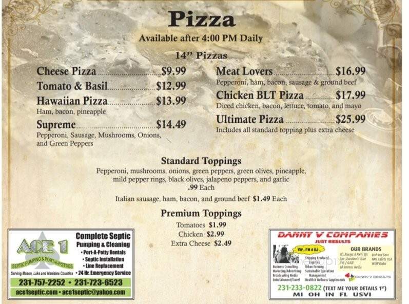 Heidi Hof Tavern - Free Soil, MI menu_pic