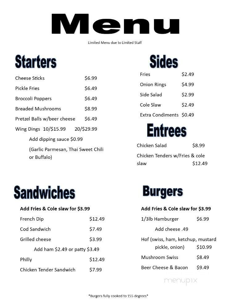 Heidi Hof Tavern - Free Soil, MI menu_pic