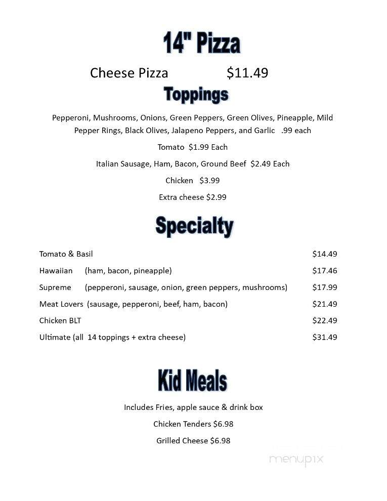 Heidi Hof Tavern - Free Soil, MI menu_pic