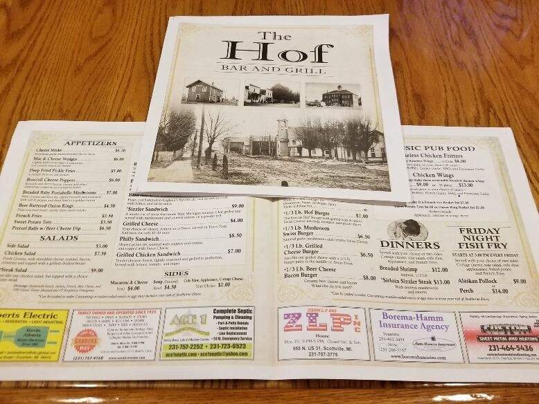 Heidi Hof Tavern - Free Soil, MI menu_pic