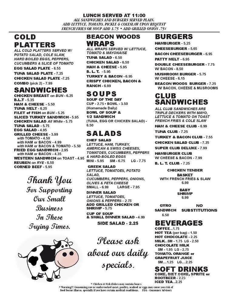 Beacon Woods Restaurant - Hudson, FL menu_pic