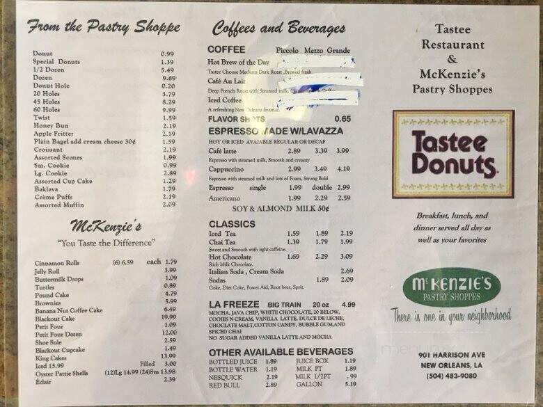 Tastee Restaurant - New Orleans, LA menu_pic