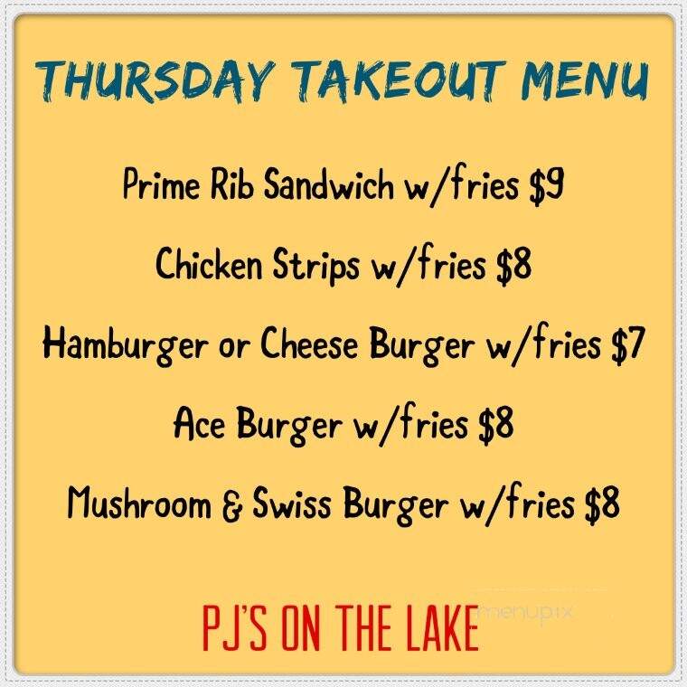 P J's Supper Club - Avon, MN menu_pic